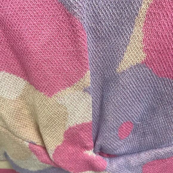 Fate Size Small Pink Purple Floral Knit Top Sleeveless Tank Blouse Twist Front - Picture 3 of 5